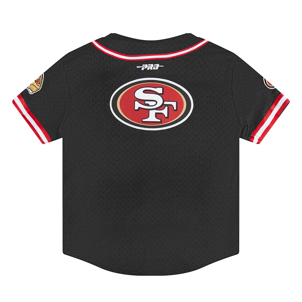 NFL SAN FRANCISCO 49ERS CLASSIC LITTLE BOYS MESH BUTTON DOWN SHIRT (BLACK/RED) - Image 15