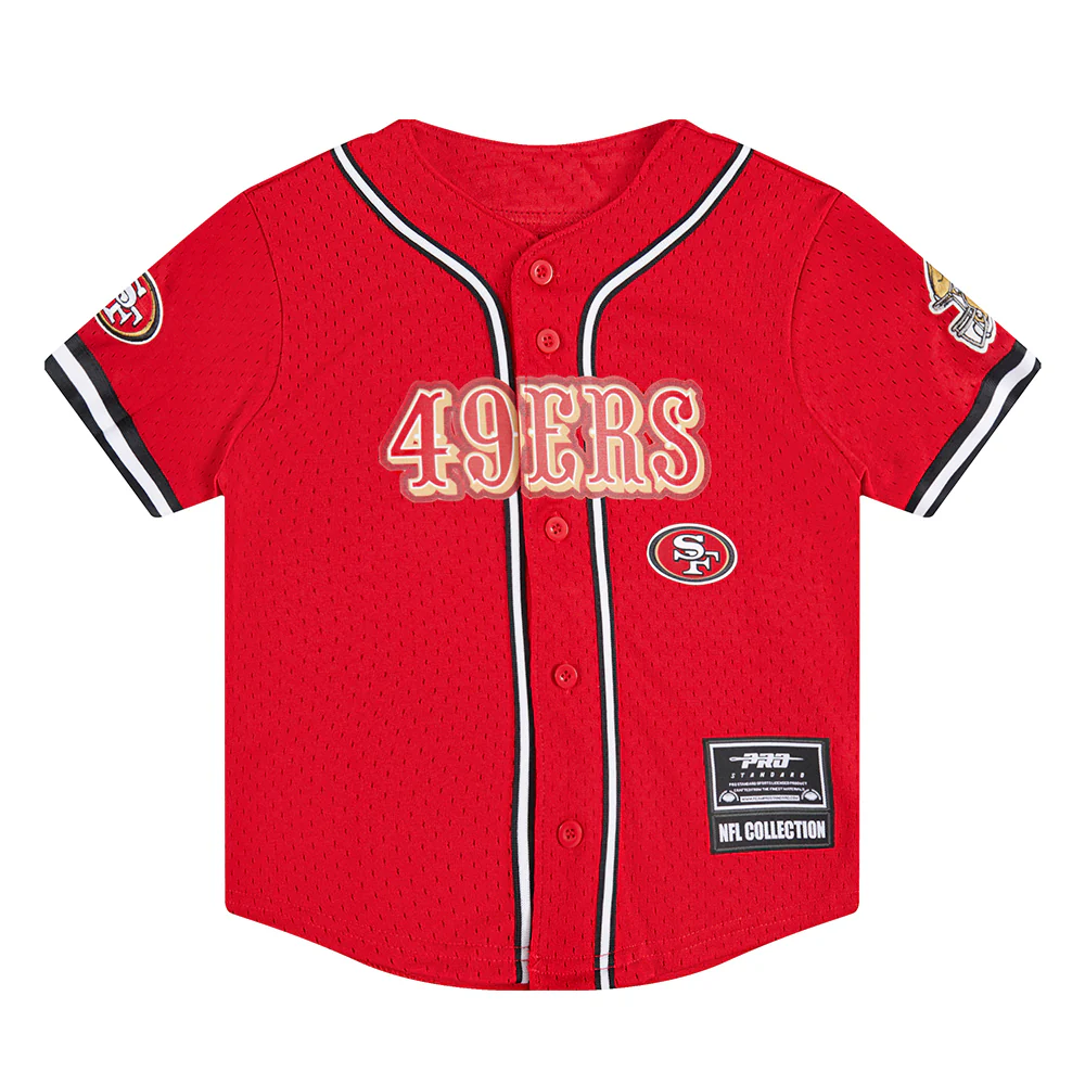 NFL SAN FRANCISCO 49ERS CLASSIC LITTLE BOYS MESH BUTTON DOWN SHIRT (RED/BLACK) - Image 13