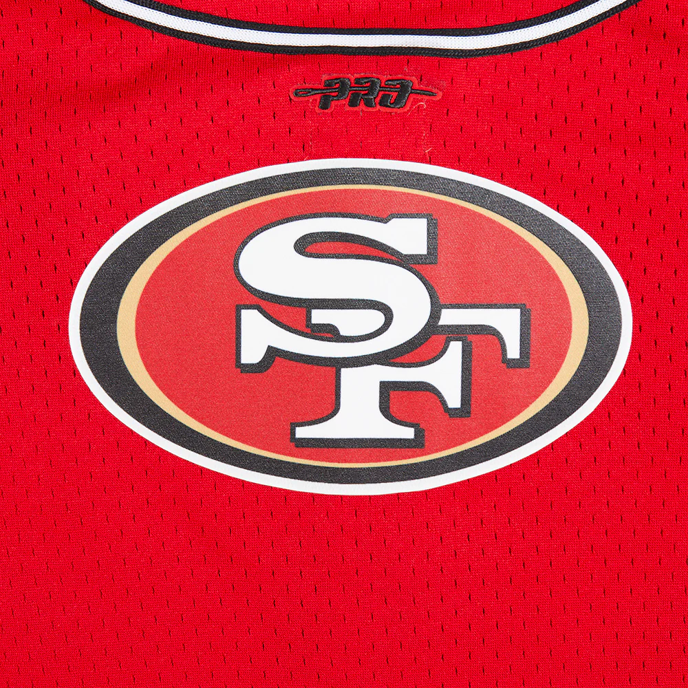 NFL SAN FRANCISCO 49ERS CLASSIC LITTLE BOYS MESH BUTTON DOWN SHIRT (RED/BLACK) - Image 5