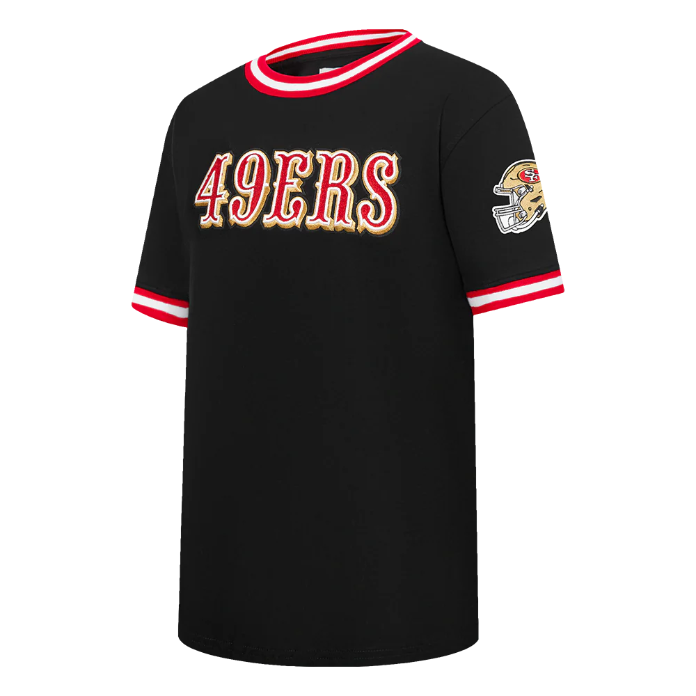 NFL SAN FRANCISCO 49ERS CLASSIC LITTLE BOYS SHORT SLEEVE STRIPED RIB TEE (BLACK/RED) - Image 4