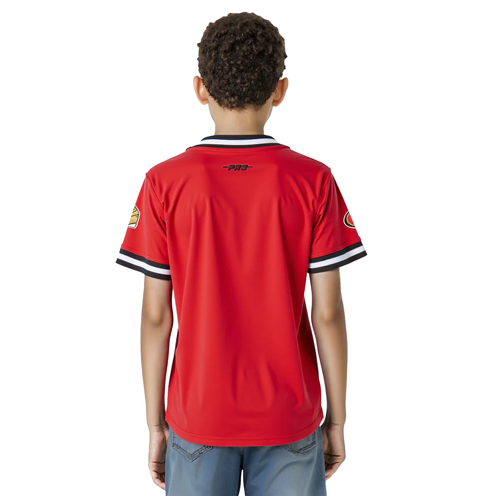 NFL SAN FRANCISCO 49ERS CLASSIC LITTLE BOYS SHORT SLEEVE STRIPED RIB TEE (RED/BLACK) - Image 2