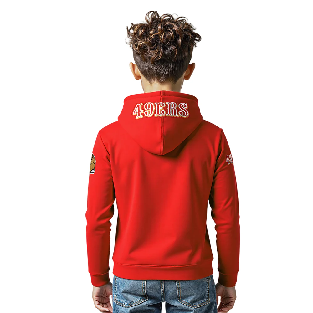 NFL SAN FRANCISCO 49ERS CLASSIC LITTLE BOYS FLEECE FULL ZIP HOODIE (RED) - Image 10