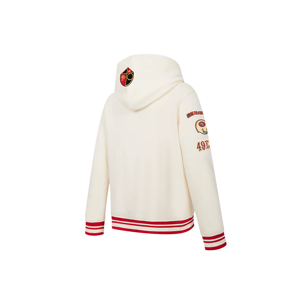 NFL SAN FRANCISCO 49ERS RETRO CLASSIC LITTLE BOYS RIB FLEECE PULLOVER HOODIE (EGGSHELL/ RED) - Image 4