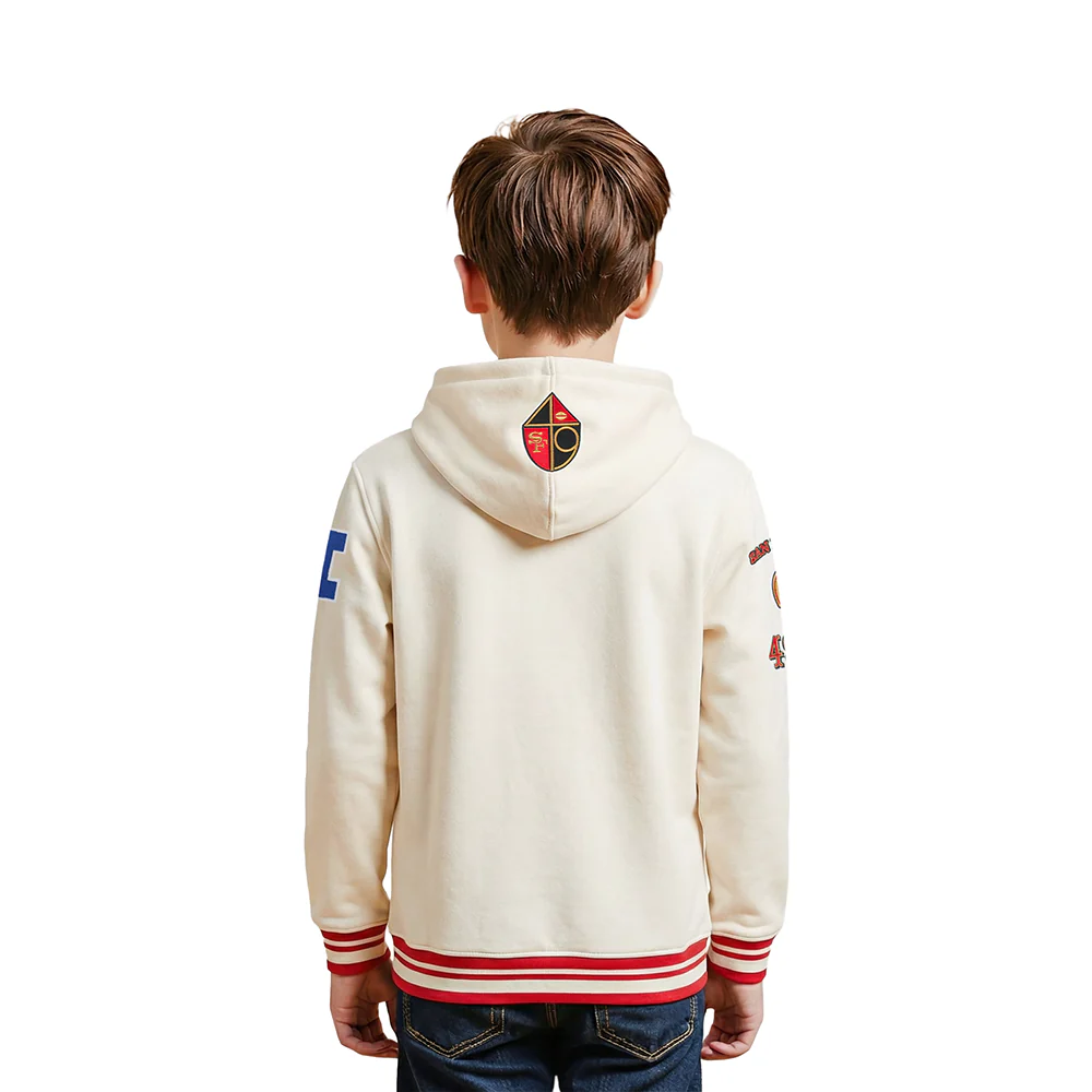 NFL SAN FRANCISCO 49ERS RETRO CLASSICS LITTLE BOY'S RIB FLEECE PO HOODIE (EGGSHELL/ RED) - Image 2