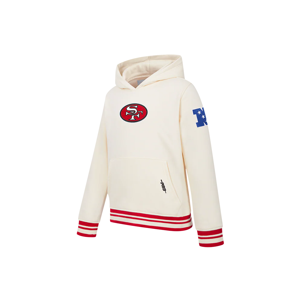 NFL SAN FRANCISCO 49ERS RETRO CLASSICS LITTLE BOY'S RIB FLEECE PO HOODIE (EGGSHELL/ RED) - Image 3