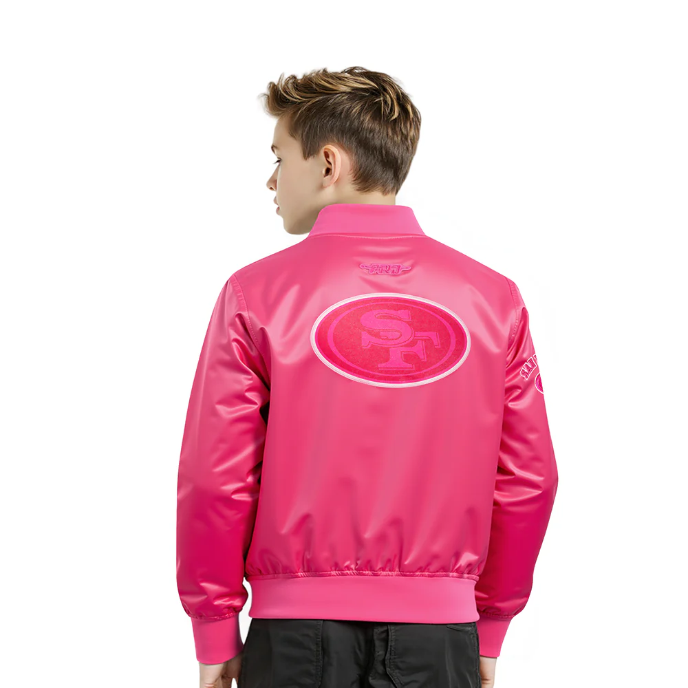 NFL SAN FRANCISCO 49ERS TRIPLE PINK LITTLE GIRLS SATIN JACKET (BEETROOT PURPLE) - Image 2