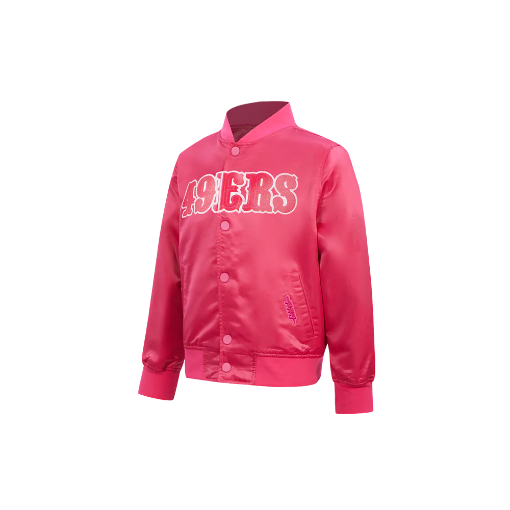 NFL SAN FRANCISCO 49ERS TRIPLE PINK LITTLE GIRLS SATIN JACKET (BEETROOT PURPLE) - Image 5
