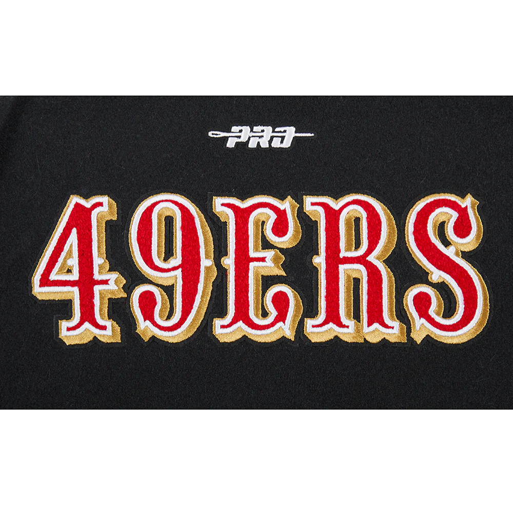 NFL SAN FRANCISCO 49ERS CLASSIC LITTLE BOYS WOOL VARSITY JACKET (BLACK/WHITE) - Image 7