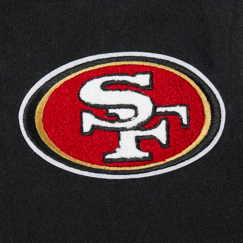 NFL SAN FRANCISCO 49ERS CLASSIC LITTLE BOYS WOOL VARSITY JACKET (BLACK/WHITE) - Image 8