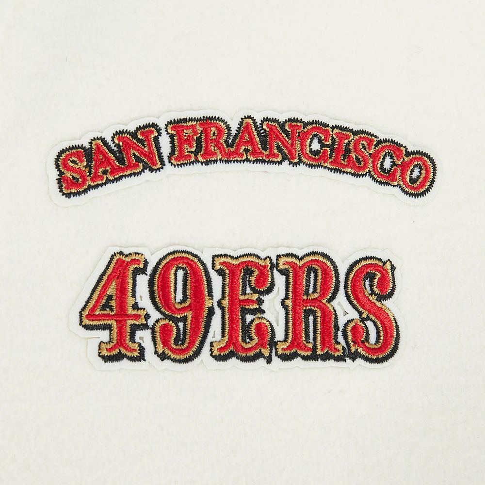 NFL SAN FRANCISCO 49ERS RETRO CLASSICS LITTLE BOY'S RIB WOOL VARSITY JACKE (EGGSHELL/ RED) - Image 7