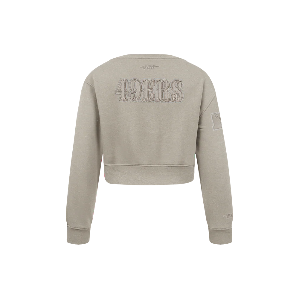 NFL SAN FRANCISCO 49ERS NEUTRAL LITTLE GIRLS FLEECE CREWNECK (TAUPE) - Image 3