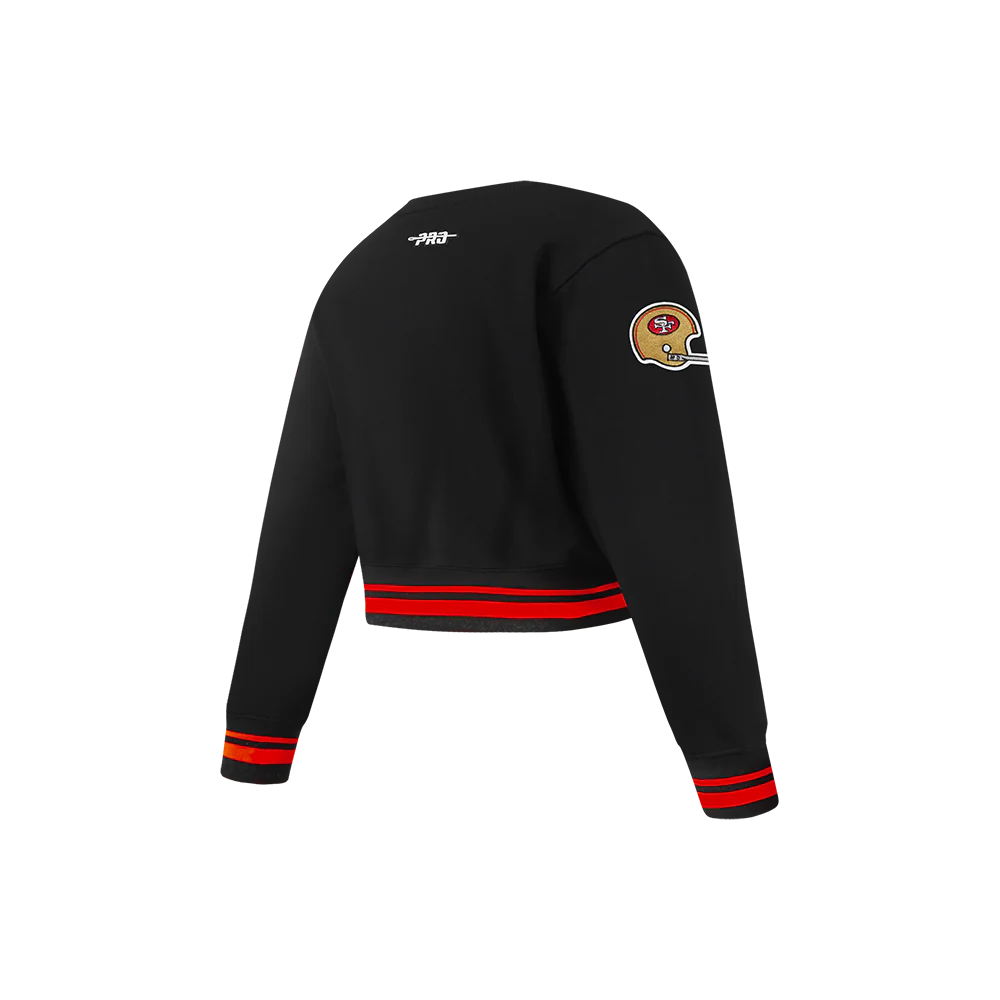 NFL SAN FRANCISCO 49ERS RETRO CLASSIC LITTLE GIRLS RIB FLEECE CREWNECK (BLACK/RED/BLACK) - Image 4