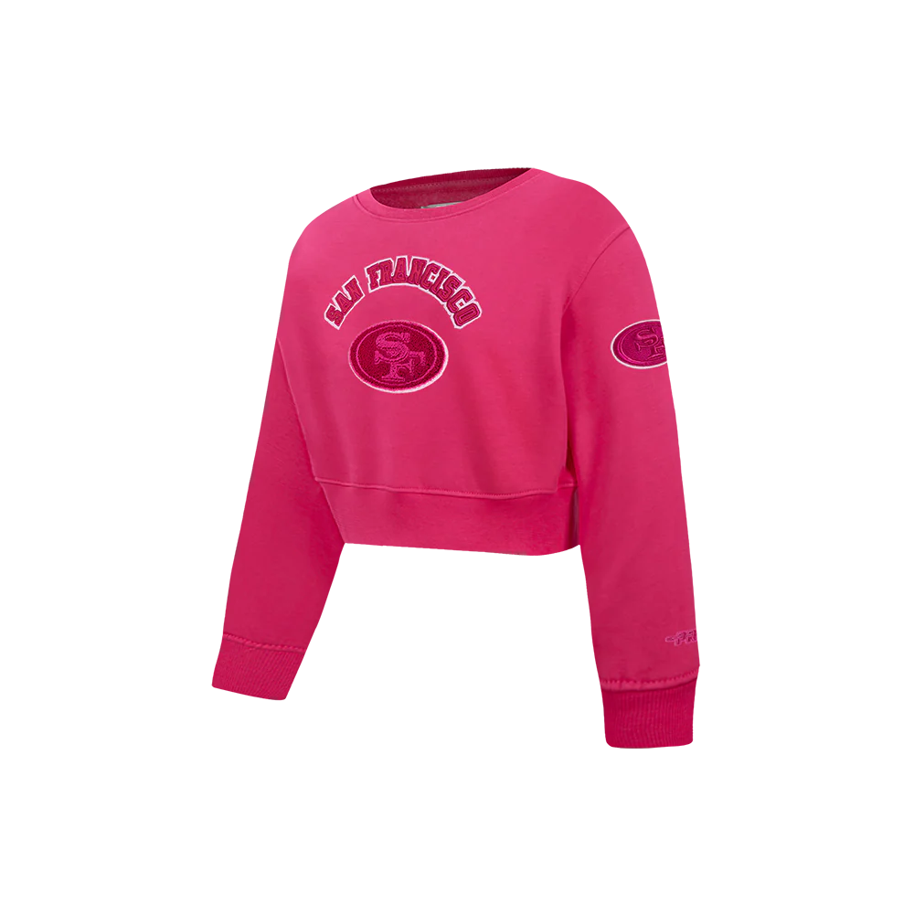 NFL SAN FRANCISCO 49ERS TRIPLE PINK LITTLE GIRLS FLEECE CREWNECK (BEETROOT PURPLE) - Image 2