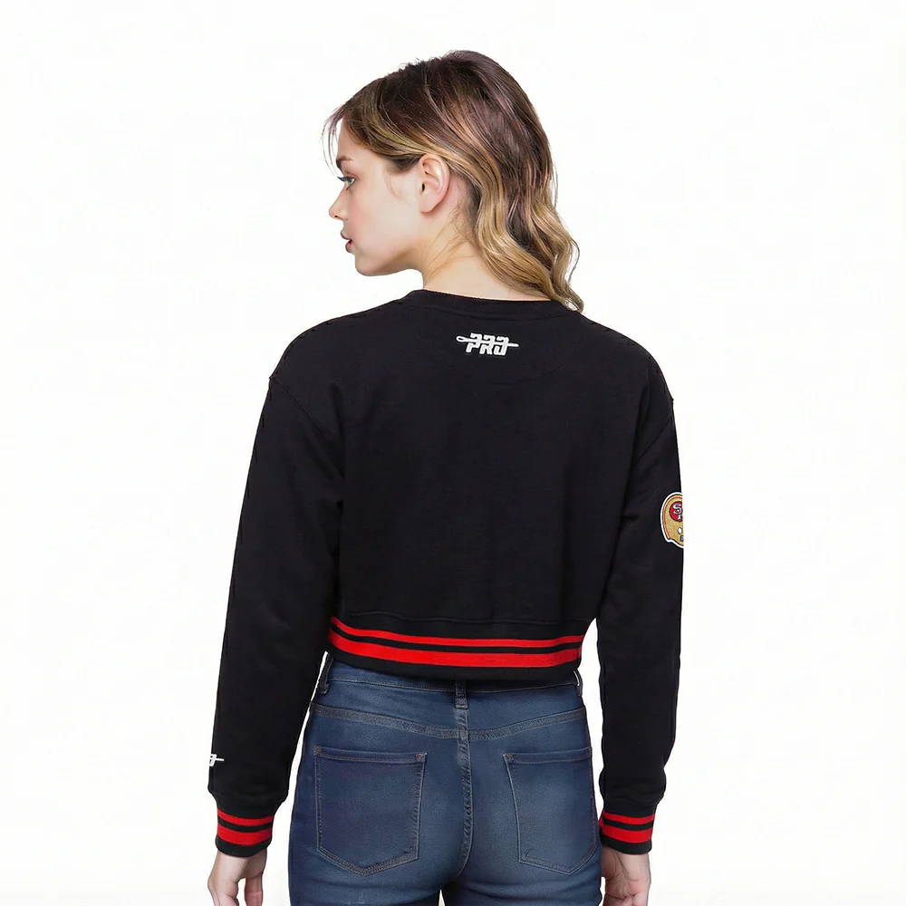NFL SAN FRANCISCO 49ERS RETRO CLASSICS LITTLE GIRL'S RIB FLEECE CREWNECK (BLACK/RED/BLACK) - Image 2