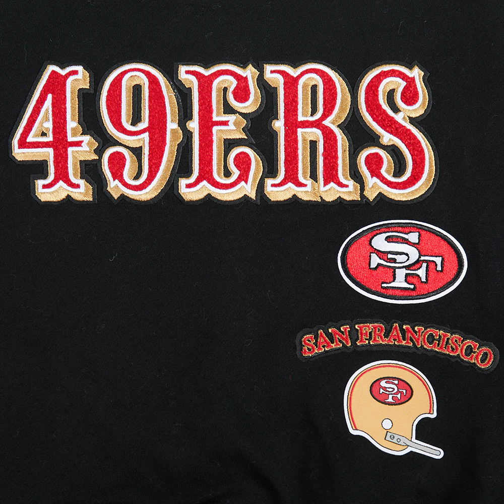 NFL SAN FRANCISCO 49ERS RETRO CLASSICS LITTLE GIRL'S RIB FLEECE CREWNECK (BLACK/RED/BLACK) - Image 6