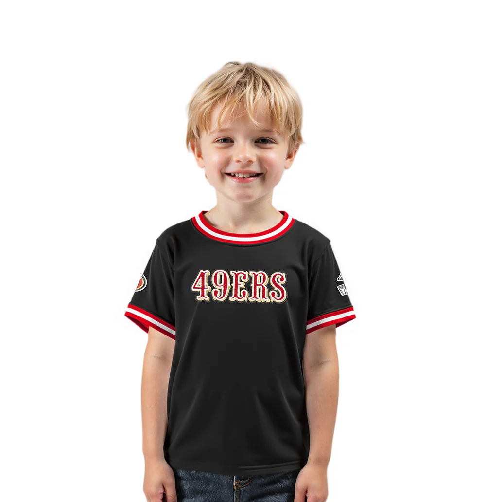 NFL SAN FRANCISCO 49ERS CLASSIC TODDLER BOYS SHORT SLEEVE STRIPED RIB TEE (BLACK/RED)