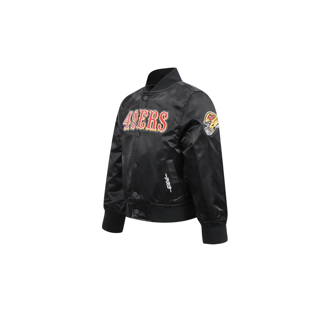 NFL SAN FRANCISCO 49ERS CLASSIC TODDLER BOYS SATIN JACKET (BLACK) - Image 4