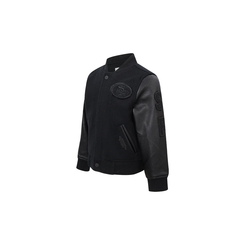NFL SAN FRANCISCO 49ERS TRIPLE BLACK TODDLER BOYS WOOL VARSITY JACKET (JET BLACK) - Image 4