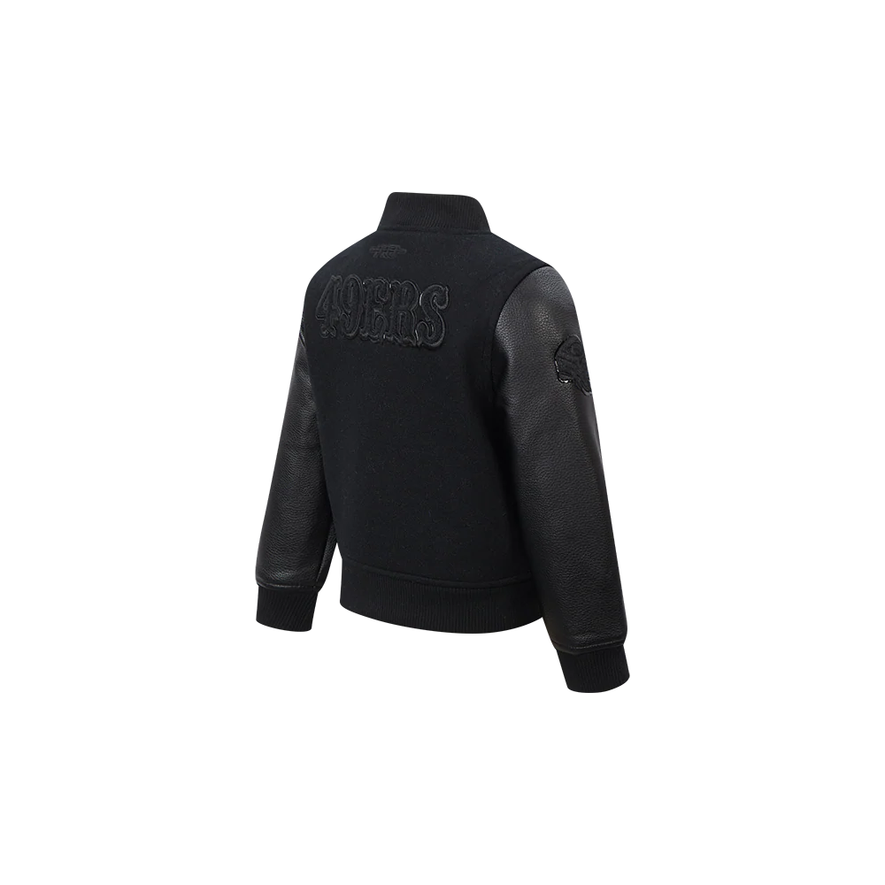 NFL SAN FRANCISCO 49ERS TRIPLE BLACK TODDLER BOYS WOOL VARSITY JACKET (JET BLACK) - Image 6