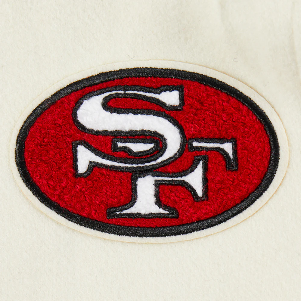 NFL SAN FRANCISCO 49ERS RETRO CLASSIC TODDLER BOYS RIB WOOL VARSITY JACKET (EGGSHELL/ RED) - Image 3