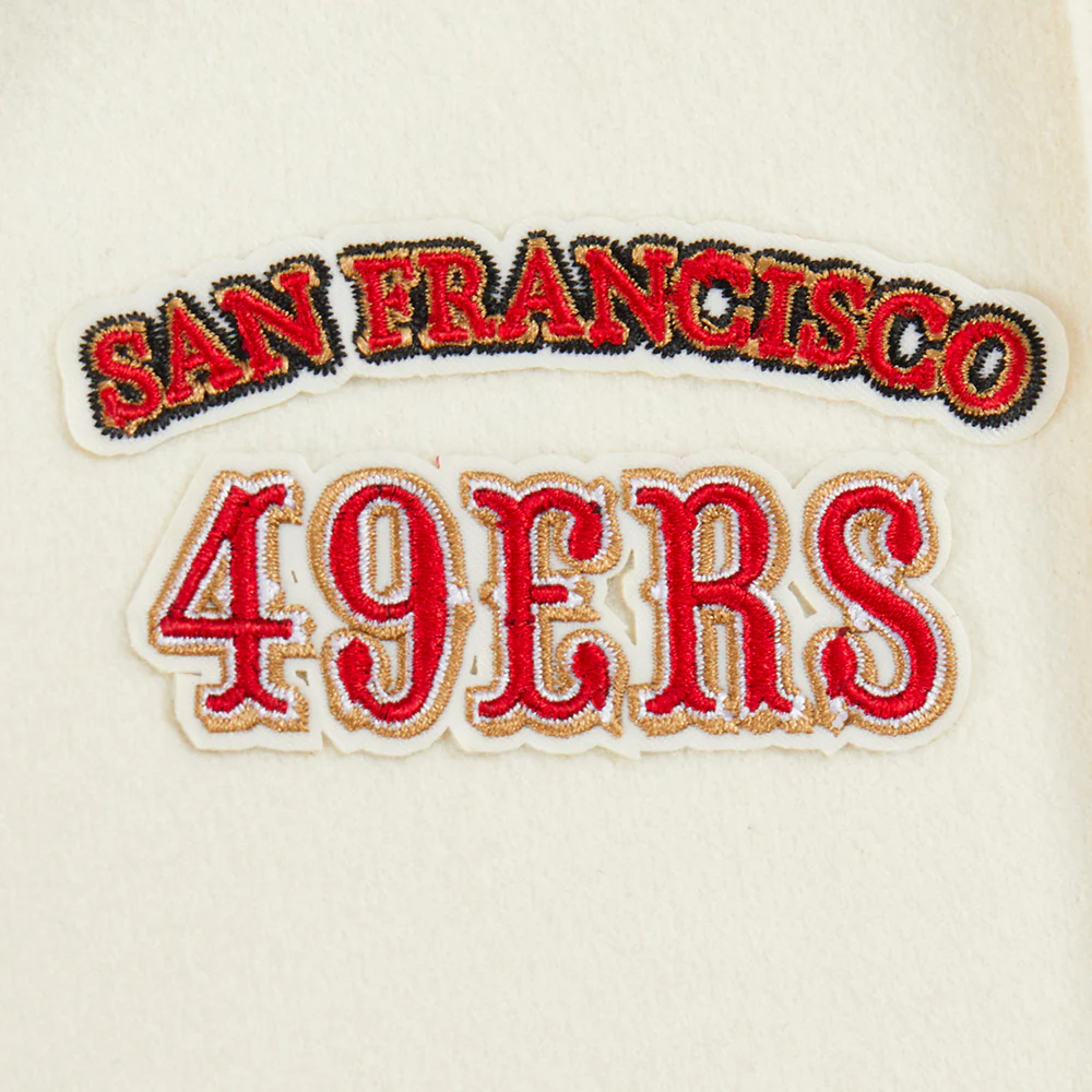 NFL SAN FRANCISCO 49ERS RETRO CLASSIC TODDLER BOYS RIB WOOL VARSITY JACKET (EGGSHELL/ RED) - Image 4