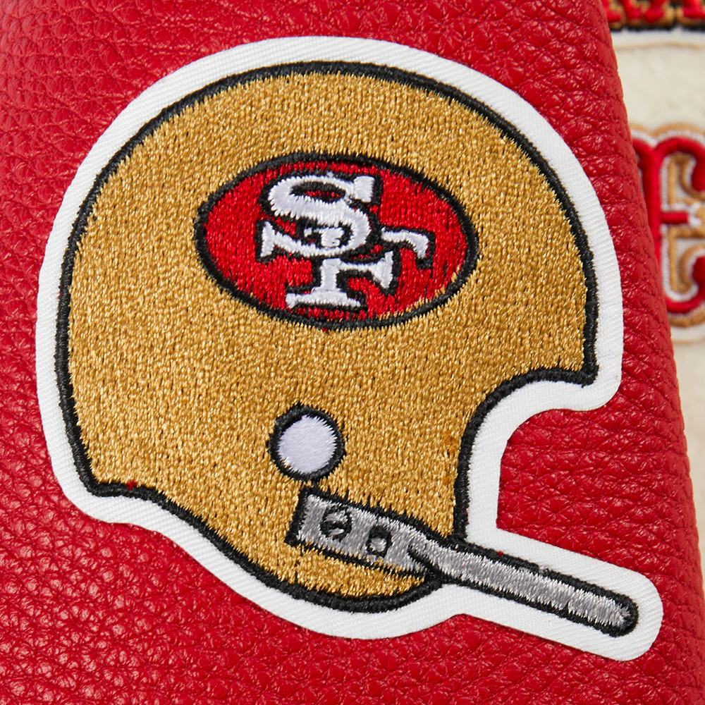 NFL SAN FRANCISCO 49ERS RETRO CLASSIC TODDLER BOYS RIB WOOL VARSITY JACKET (EGGSHELL/ RED) - Image 6