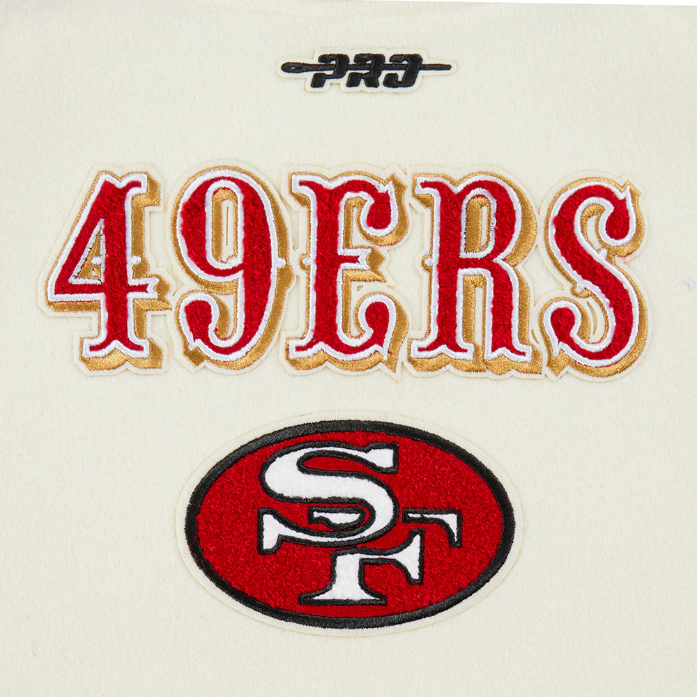 NFL SAN FRANCISCO 49ERS RETRO CLASSIC TODDLER BOYS RIB WOOL VARSITY JACKET (EGGSHELL/ RED) - Image 8