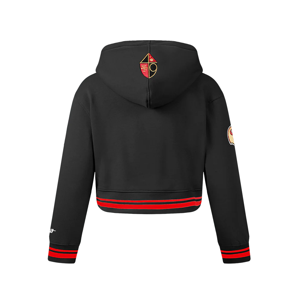NFL SAN FRANCISCO 49ERS RETRO CLASSIC TODDLER GIRLS RIB FLEECE PULLOVER HOODIE (BLACK/RED/BLACK) - Image 3