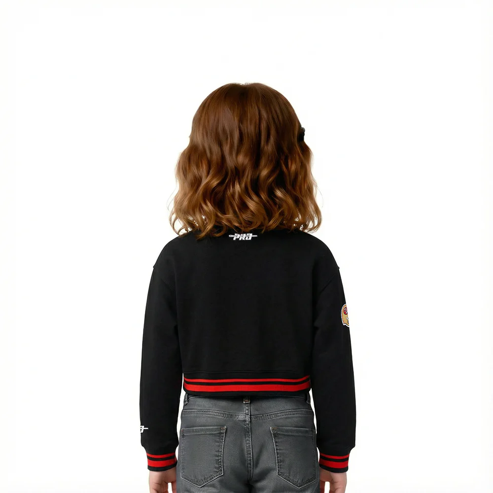 NFL SAN FRANCISCO 49ERS RETRO CLASSICS TODDLER GIRL'S RIB FLEECE CREWNECK (BLACK/RED/BLACK) - Image 2