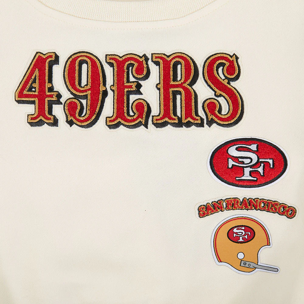 NFL SAN FRANCISCO 49ERS RETRO CLASSICS TODDLER GIRL'S RIB FLEECE CREWNECK (EGGSHELL/ RED) - Image 5