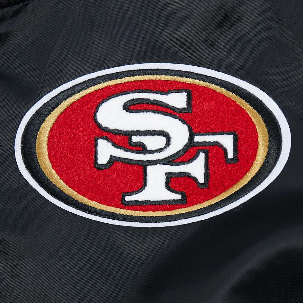 NFL SAN FRANCISCO 49ERS MASHUP WOMEN'S RIB SATIN JACKET (BLACK/RED/BLACK) - Image 12