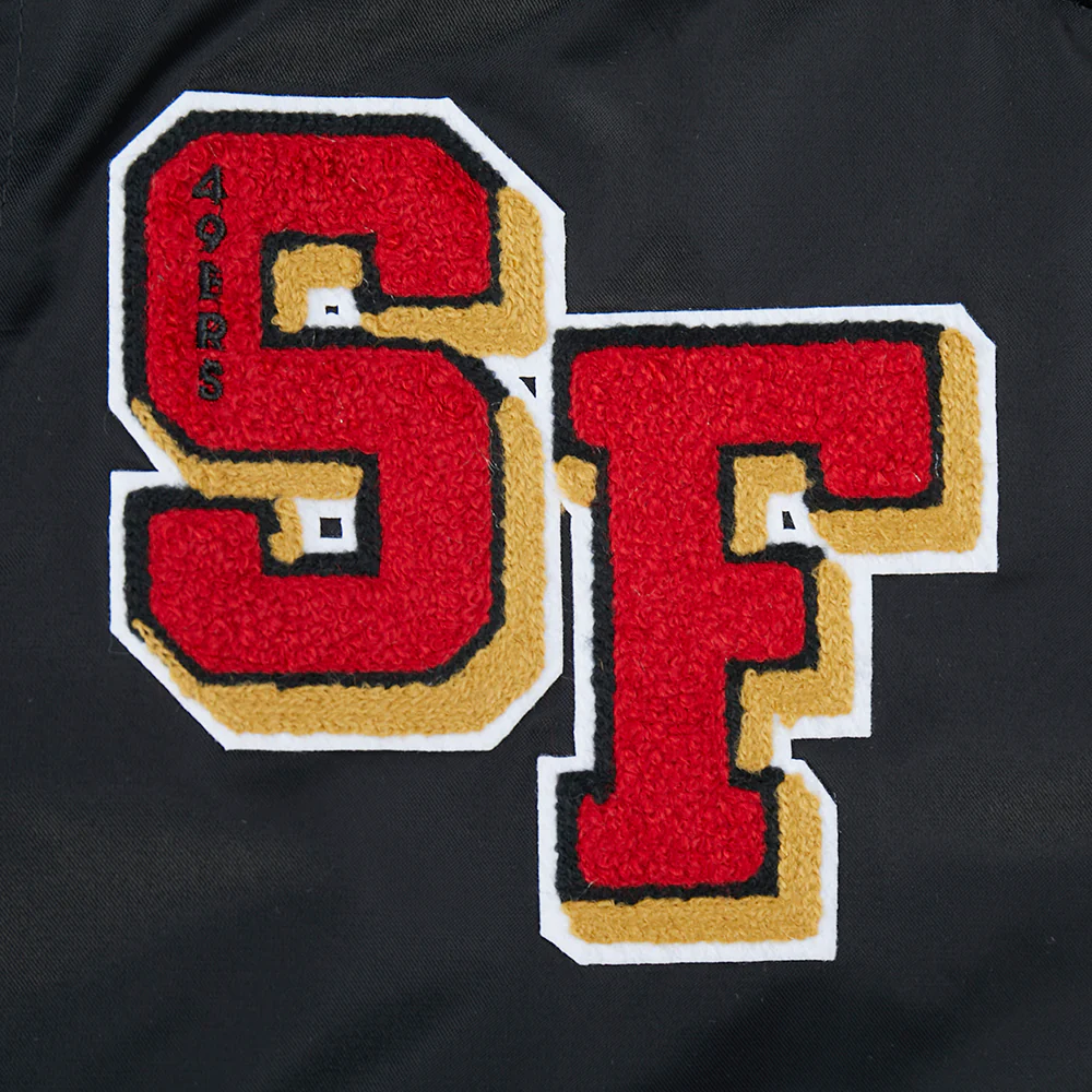 NFL SAN FRANCISCO 49ERS MASHUP WOMEN'S RIB SATIN JACKET (BLACK/RED/BLACK) - Image 14