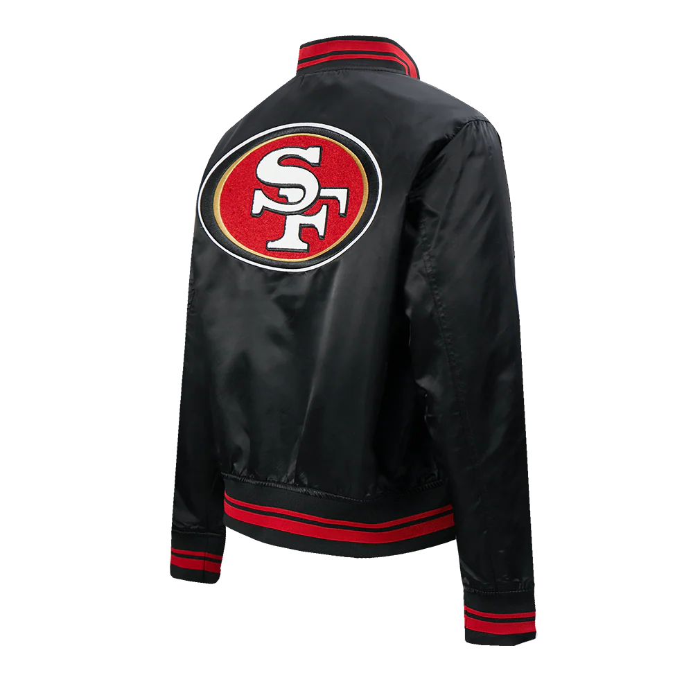 NFL SAN FRANCISCO 49ERS MASHUP WOMEN'S RIB SATIN JACKET (BLACK/RED/BLACK) - Image 4