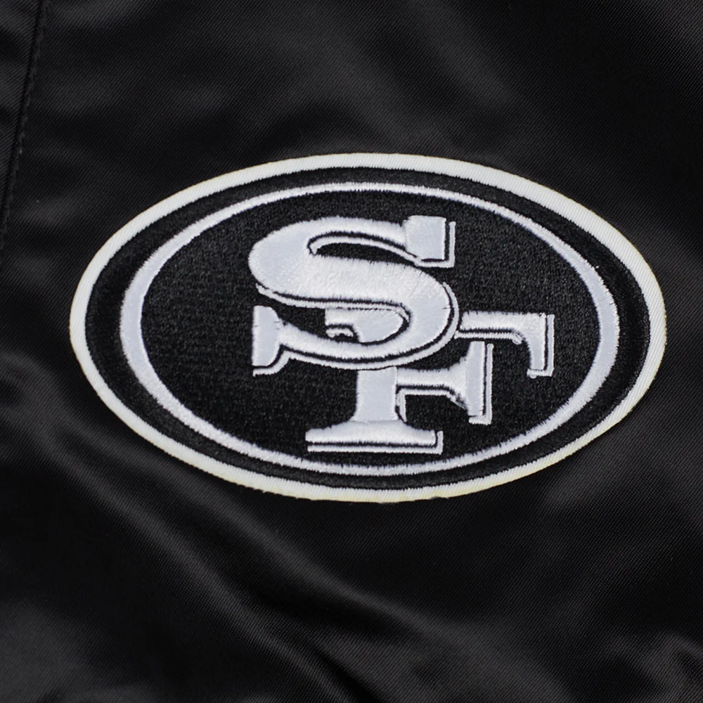 NFL SAN FRANCISCO 49ERS PEARLS WOMEN'S RIB SATIN JACKET (BLACK) - Image 8