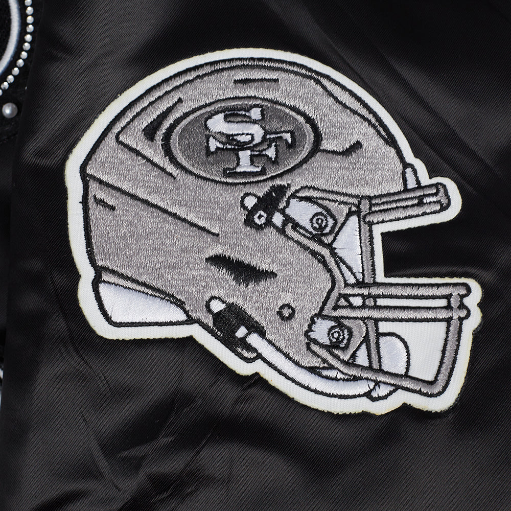 NFL SAN FRANCISCO 49ERS PEARLS WOMEN'S RIB SATIN JACKET (BLACK) - Image 9