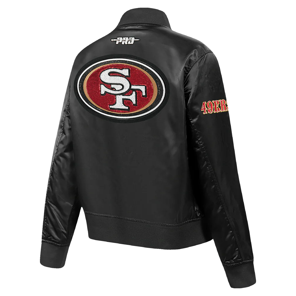 NFL SAN FRANCISCO 49ERS GAME DAY CLASSICS WOMEN'S SATIN JACKET (BLACK) - Image 4
