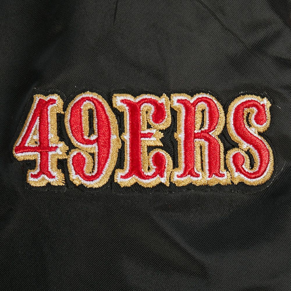 NFL SAN FRANCISCO 49ERS GAME DAY CLASSICS WOMEN'S SATIN JACKET (BLACK) - Image 5