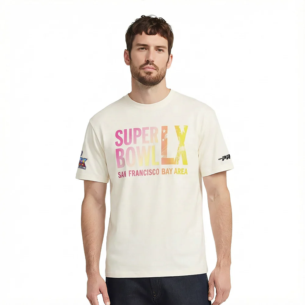 NFL SUPER BOWL 60 WORDMARK MEN'S CJ DROP SHOULDER TEE (EGGSHELL)