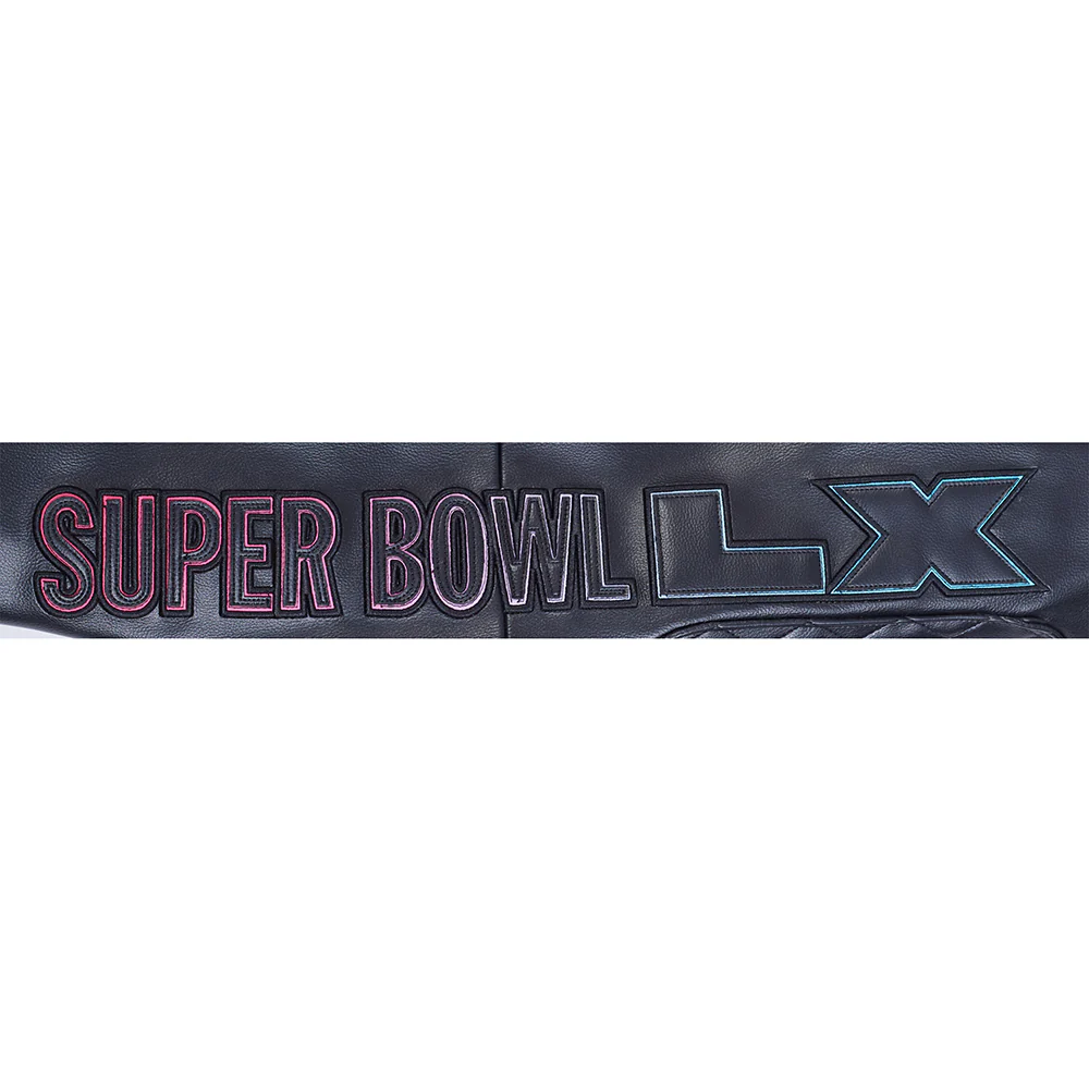 NFL SUPER BOWL 60 MEN'S MOTO JACKET (BLACK/WHITE) - Image 8
