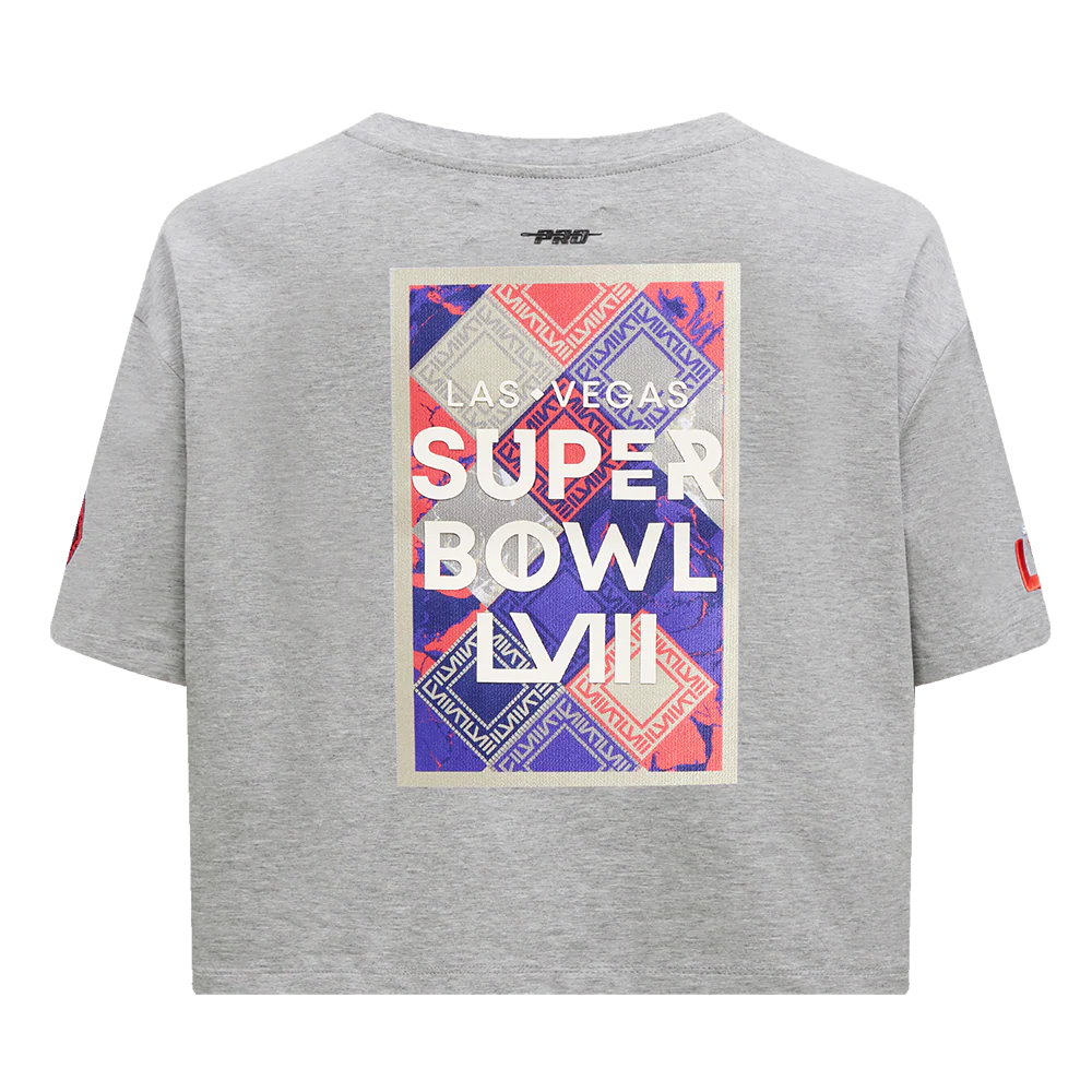 NFL NFL SUPERBOWL LVIII SINGLE JERSEY BOXY WOMEN'S TEE (HEATHER GREY) - Image 4