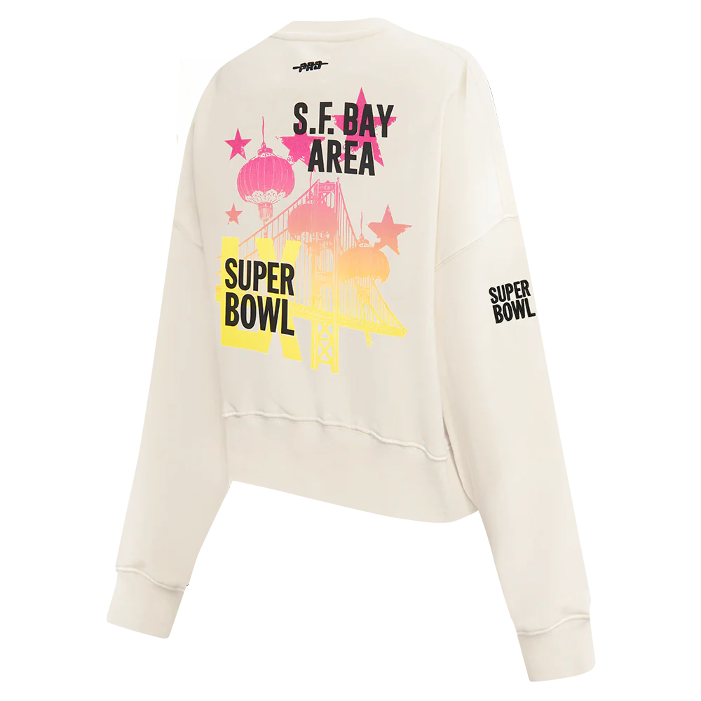 NFL SUPER BOWL 60 WOMEN'S FLC CREWNECK (EGGSHELL) - Image 4