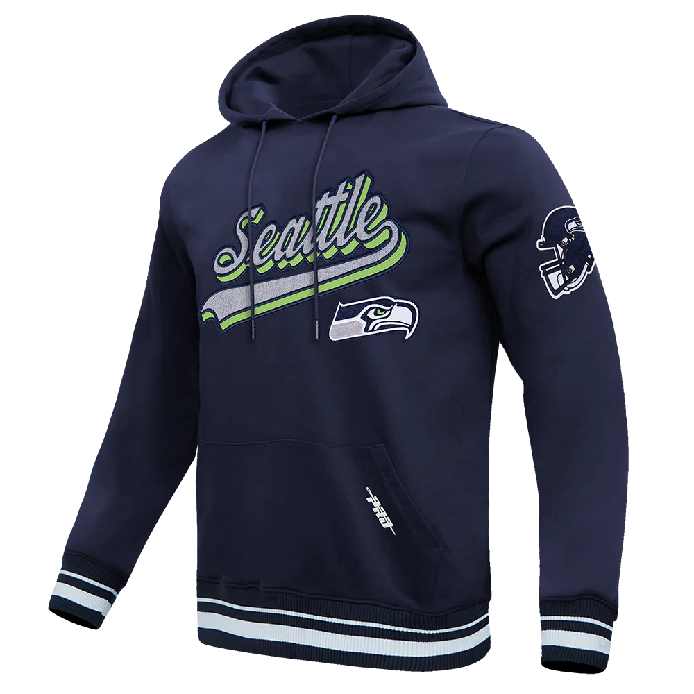 NFL SEATTLE SEAHAWKS SCRIPT TAIL MEN'S RIB FLC PO HOODIE (MIDNIGHT NAVY) - Image 6