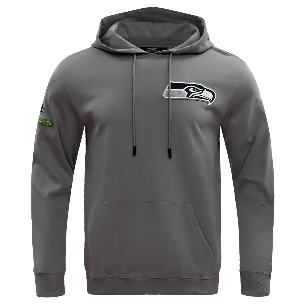 NFL SEATTLE SEAHAWKS CLASSIC CHENILLE DOUBLE KNIT PULLOVER HOODIE (GRAY)