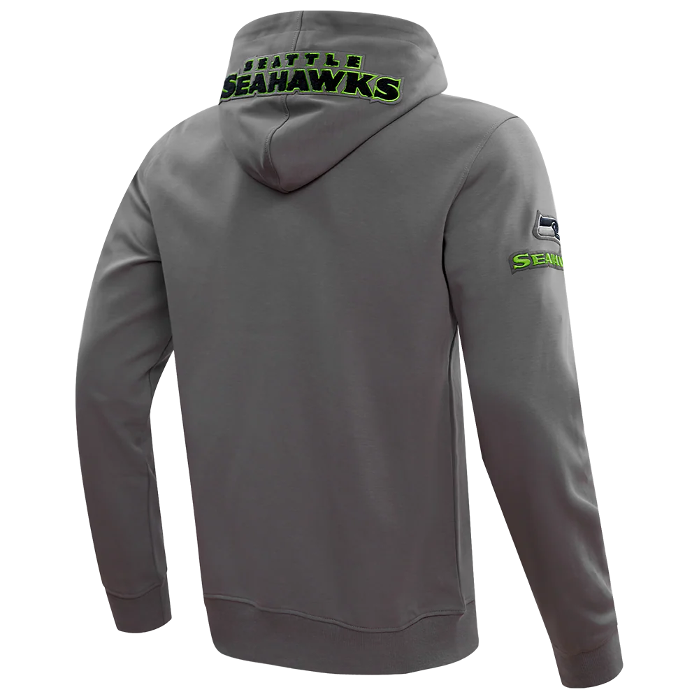 NFL SEATTLE SEAHAWKS CLASSIC CHENILLE DOUBLE KNIT PULLOVER HOODIE (GRAY) - Image 4