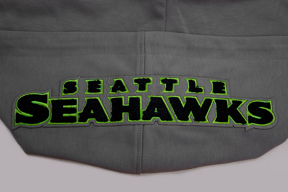 NFL SEATTLE SEAHAWKS CLASSIC CHENILLE DOUBLE KNIT PULLOVER HOODIE (GRAY) - Image 5