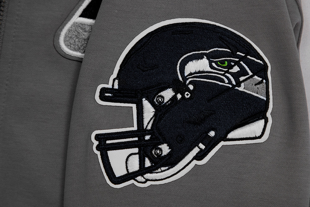 NFL SEATTLE SEAHAWKS CLASSIC CHENILLE DOUBLE KNIT PULLOVER HOODIE (GRAY) - Image 8