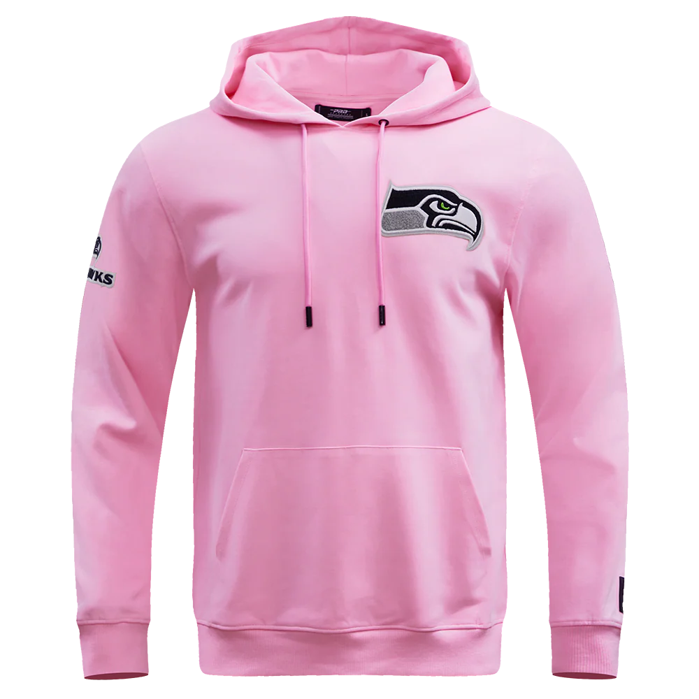 NFL SEATTLE SEAHAWKS CLASSIC CHENILLE DOUBLE KNIT PULLOVER HOODIE (PINK)