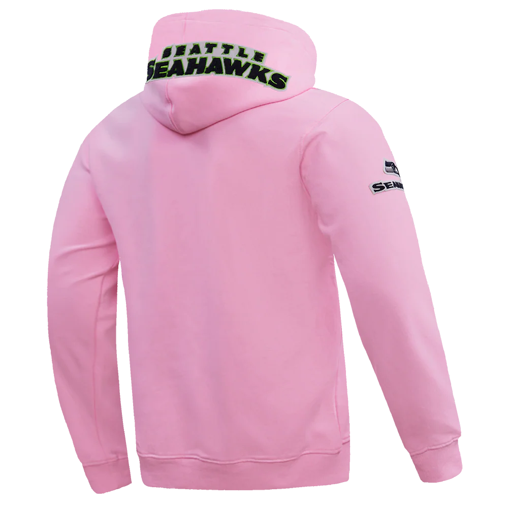 NFL SEATTLE SEAHAWKS CLASSIC CHENILLE DOUBLE KNIT PULLOVER HOODIE (PINK) - Image 4