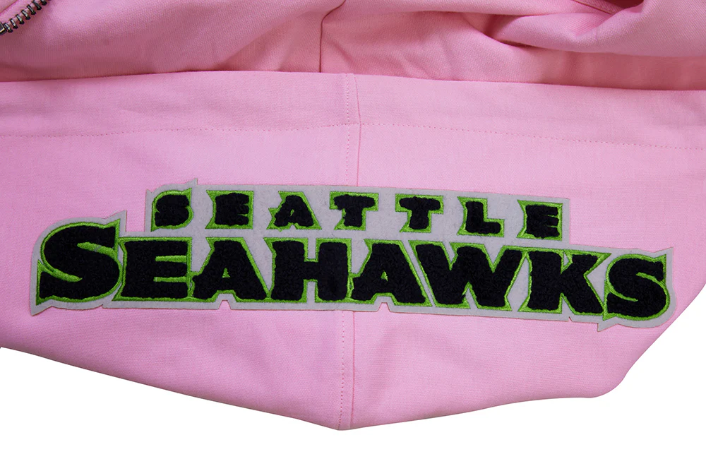 NFL SEATTLE SEAHAWKS CLASSIC CHENILLE DOUBLE KNIT PULLOVER HOODIE (PINK) - Image 5