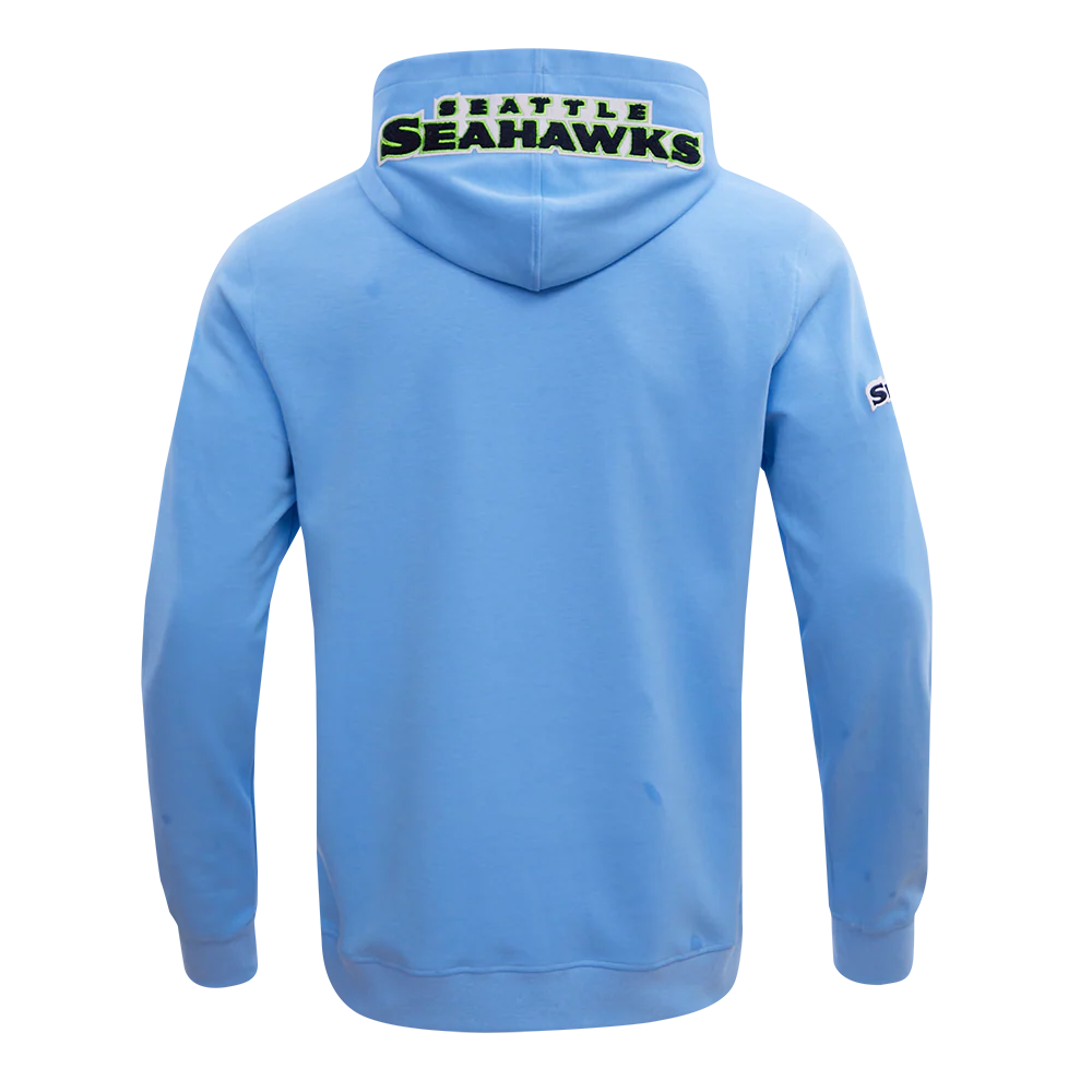 NFL SEATTLE SEAHAWKS CLASSIC CHENILLE DOUBLE KNIT PULLOVER HOODIE (UNIVERSITY BLUE) - Image 4